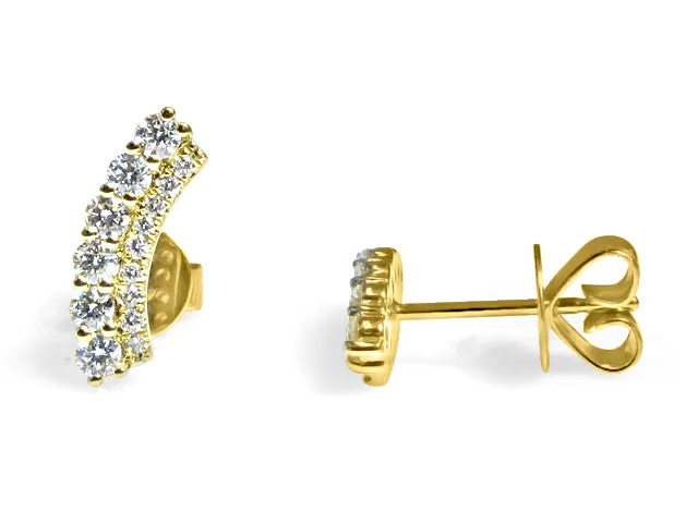 0.52CT T.W. Yellow Gold Pave Diamond Earrings
