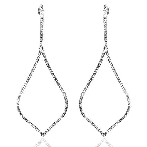 0.64ct Round Cut Diamond Dangling Earrings in 18k White Gold