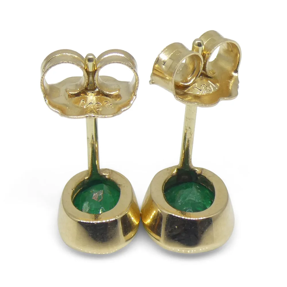 0.98ct Colombian Emerald Stud Earrings set in 14k Yellow Gold