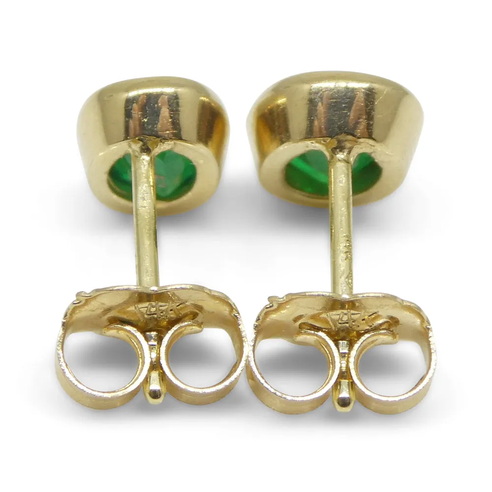 0.98ct Colombian Emerald Stud Earrings set in 14k Yellow Gold