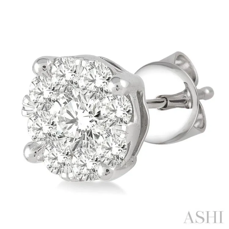 1 ctw Round Cut Lovebright Diamond Stud Earrings in 14K White Gold