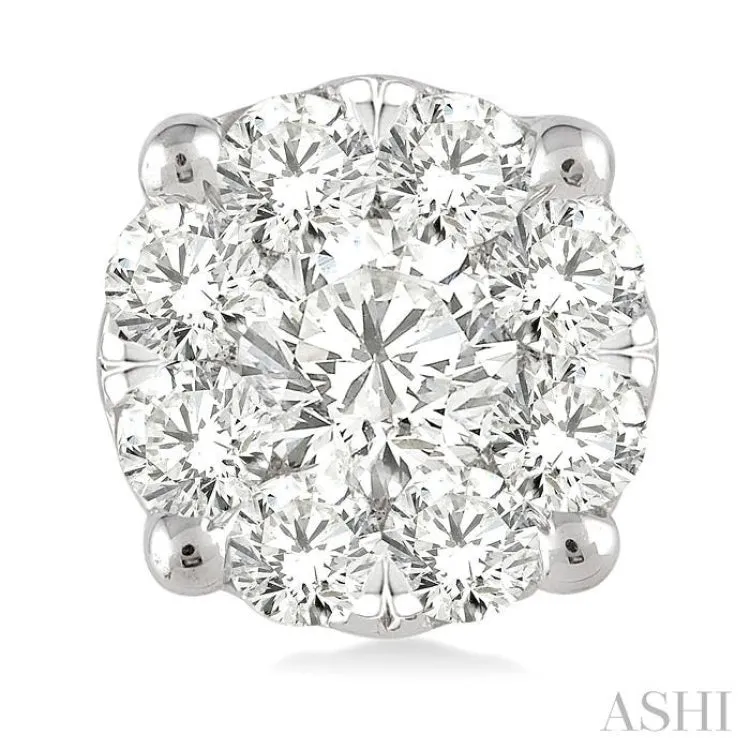 1 ctw Round Cut Lovebright Diamond Stud Earrings in 14K White Gold