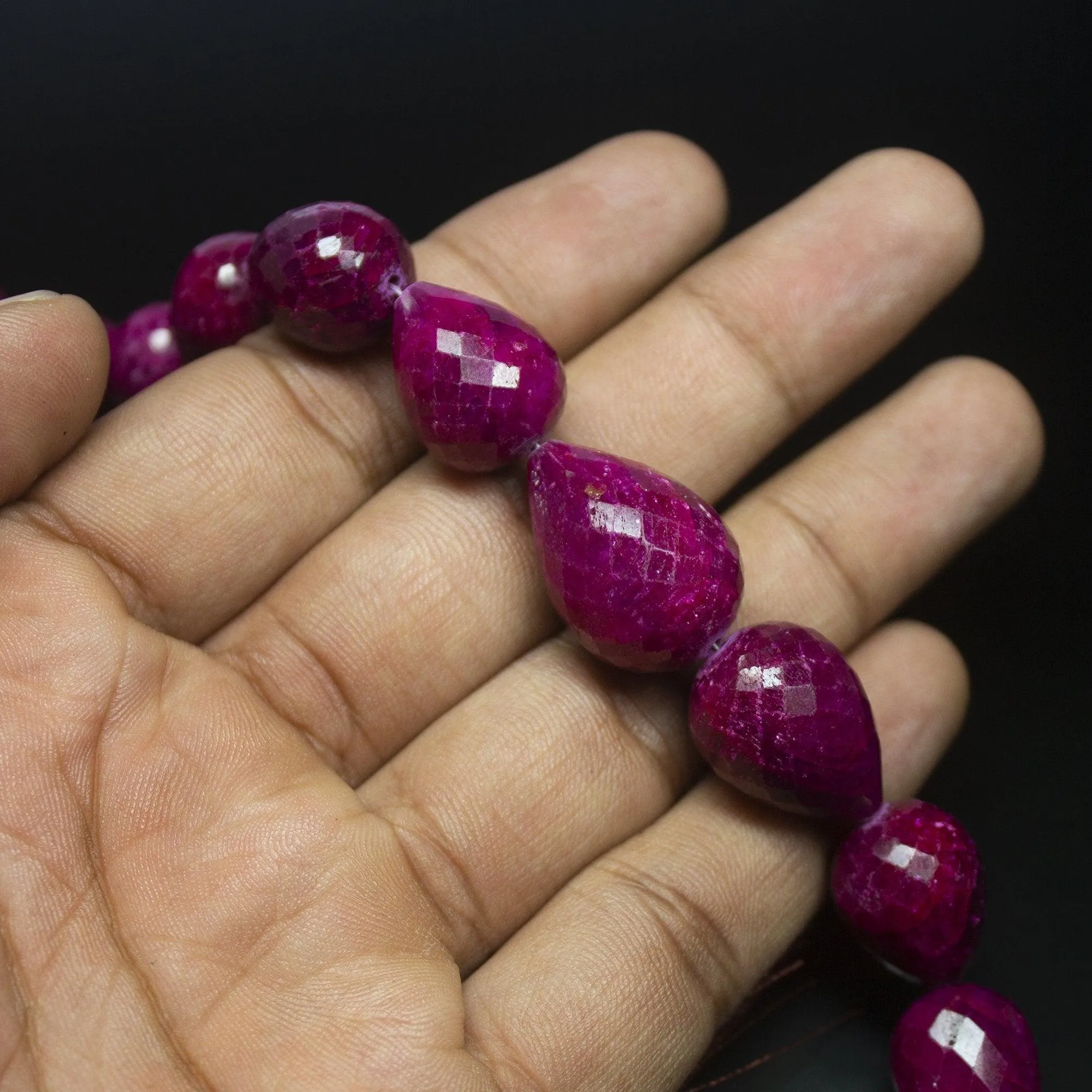 10 inches, 13-23mm, Natural Ruby Faceted Tear Drop Briolette Loose Gemstone Beads, Natural Ruby, Ruby Briolette