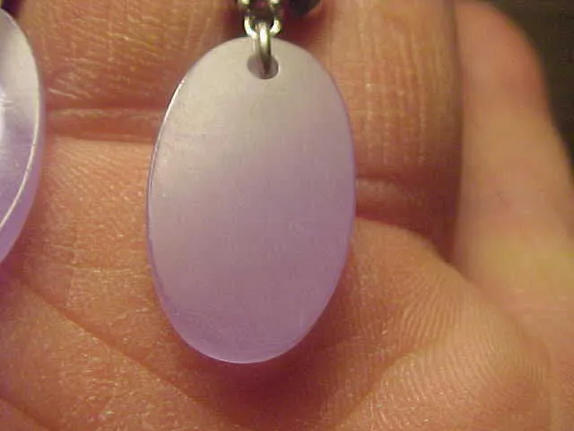 10% OFF- 2 pcs Certified Natural Lavender Jadeite Emerald A*Jade HandCarved A Pair of Lucky Oval Disc Jade HSN Amethyst Earrings