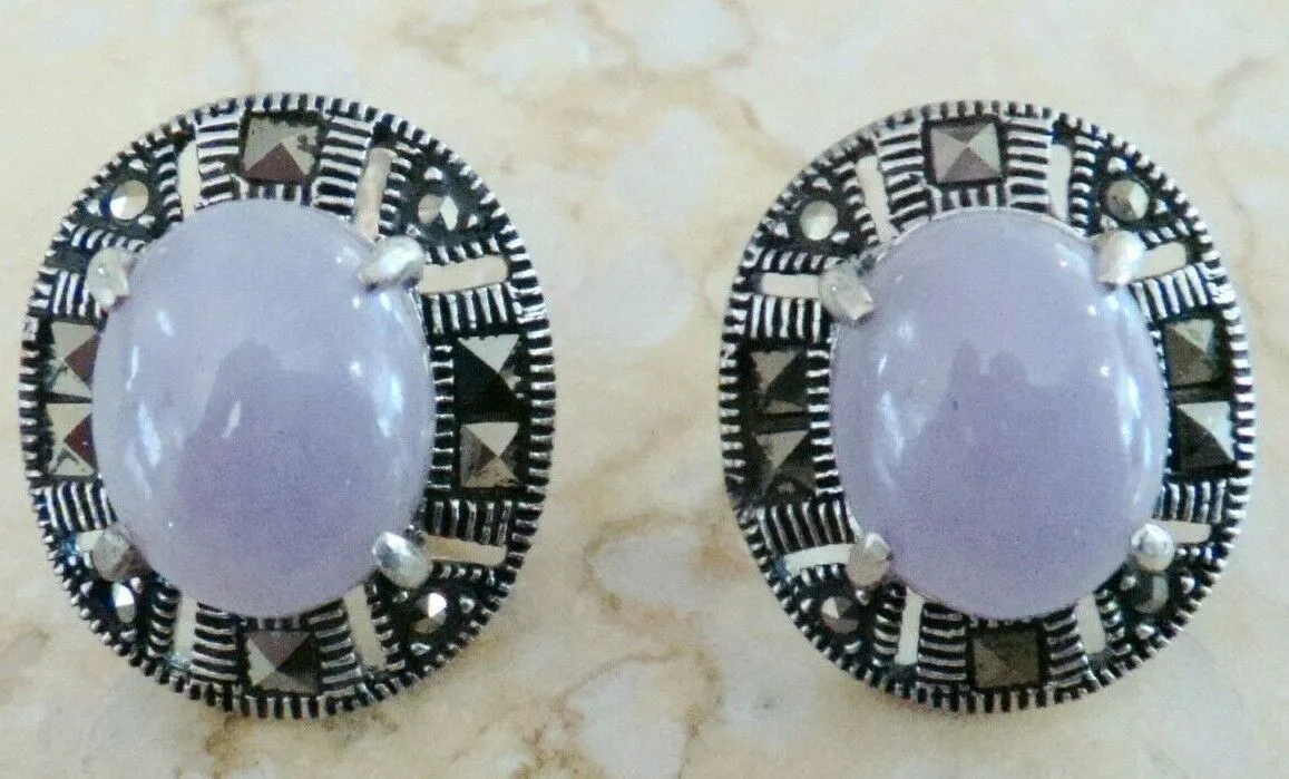 10% OFF- Vintage Certified Natural Jadeite Purple Emerald A*Jade Handcarved A Pair of Lucky Jade Stud Earrings