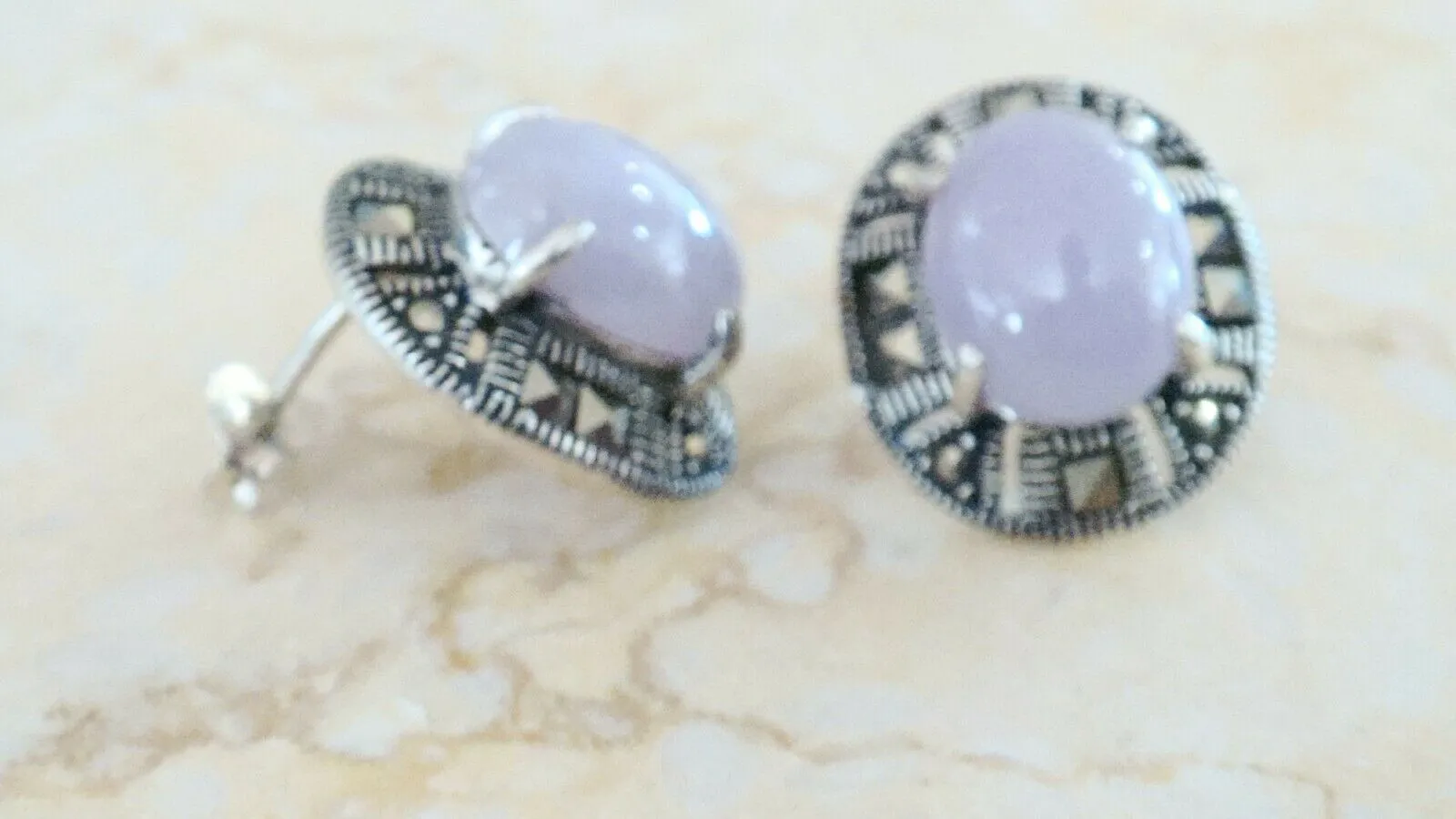 10% OFF- Vintage Certified Natural Jadeite Purple Emerald A*Jade Handcarved A Pair of Lucky Jade Stud Earrings