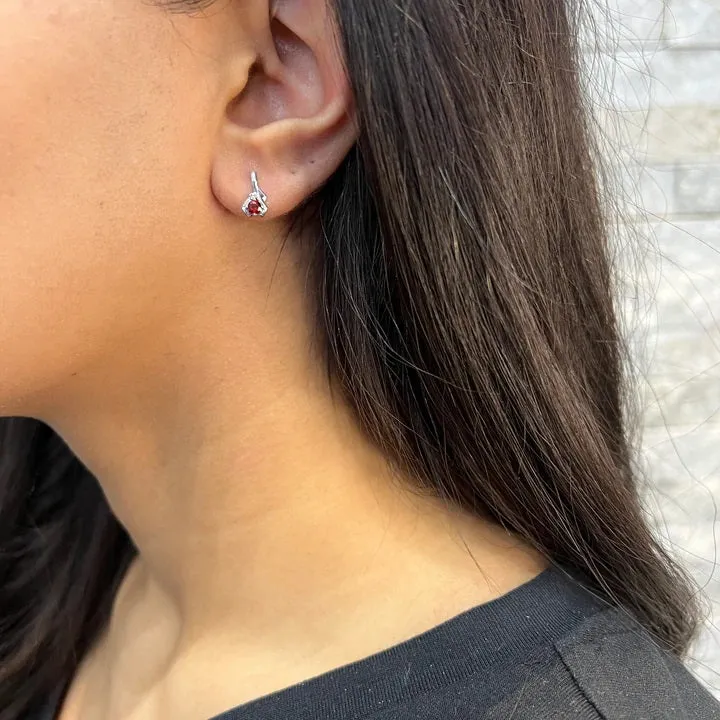 10K White Gold (May) Birthstone Emerald and Diamond Stud Earrings