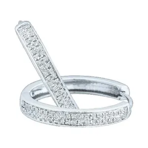 10K White Gold Round Diamond Hoop Earrings 1/4 Cttw