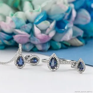 10K White Gold Sapphire and Diamond Pendant