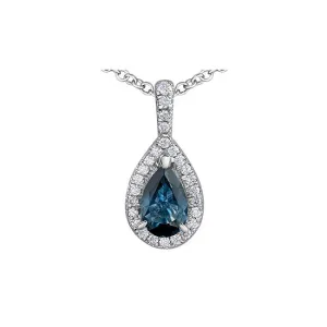 10K White Gold Sapphire and Diamond Pendant