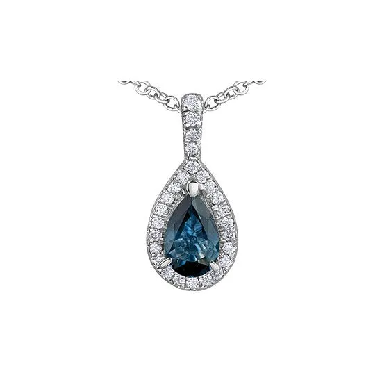 10K White Gold Sapphire and Diamond Pendant