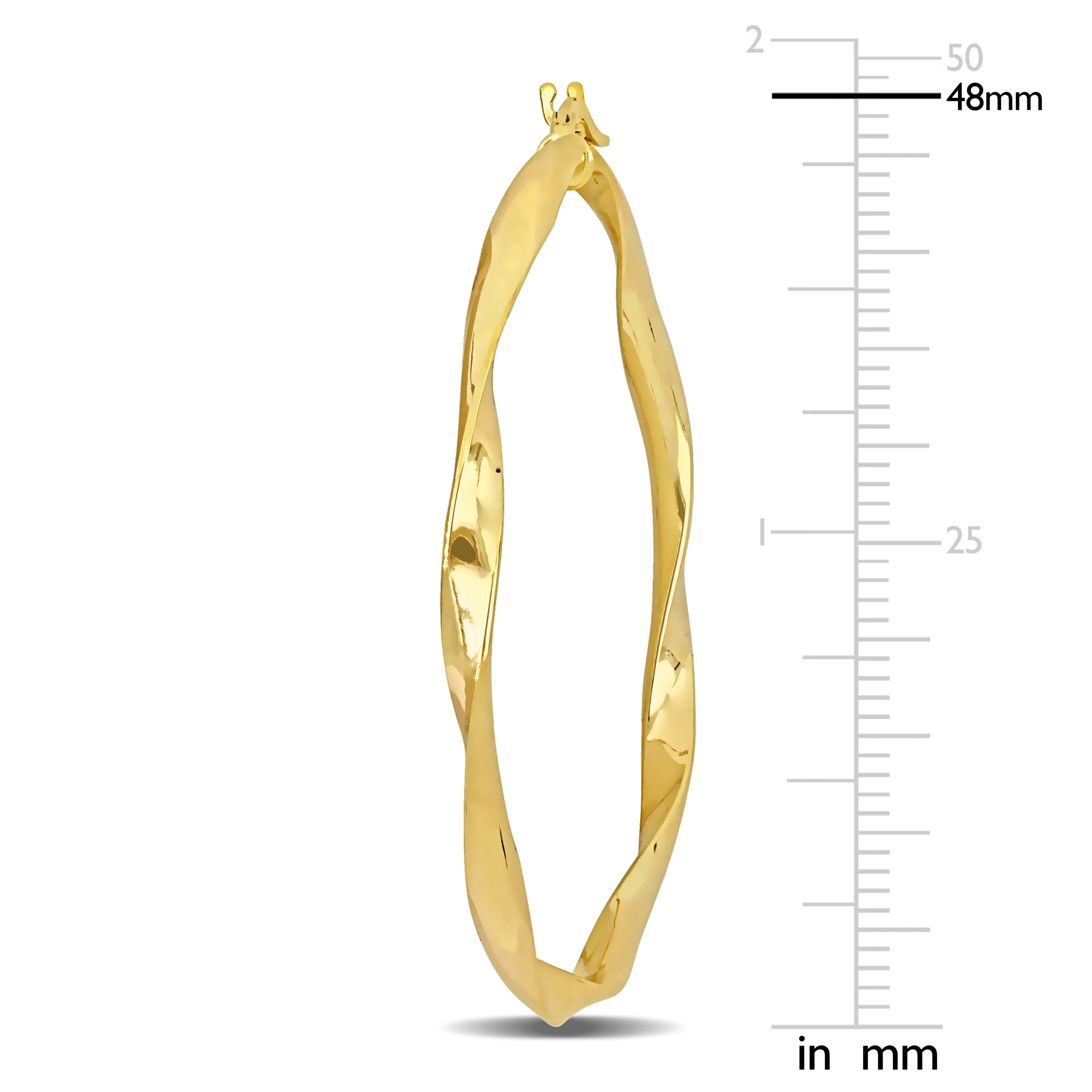 10K YELLOW GOLD 47MM TWIST HOOP EARRINGS