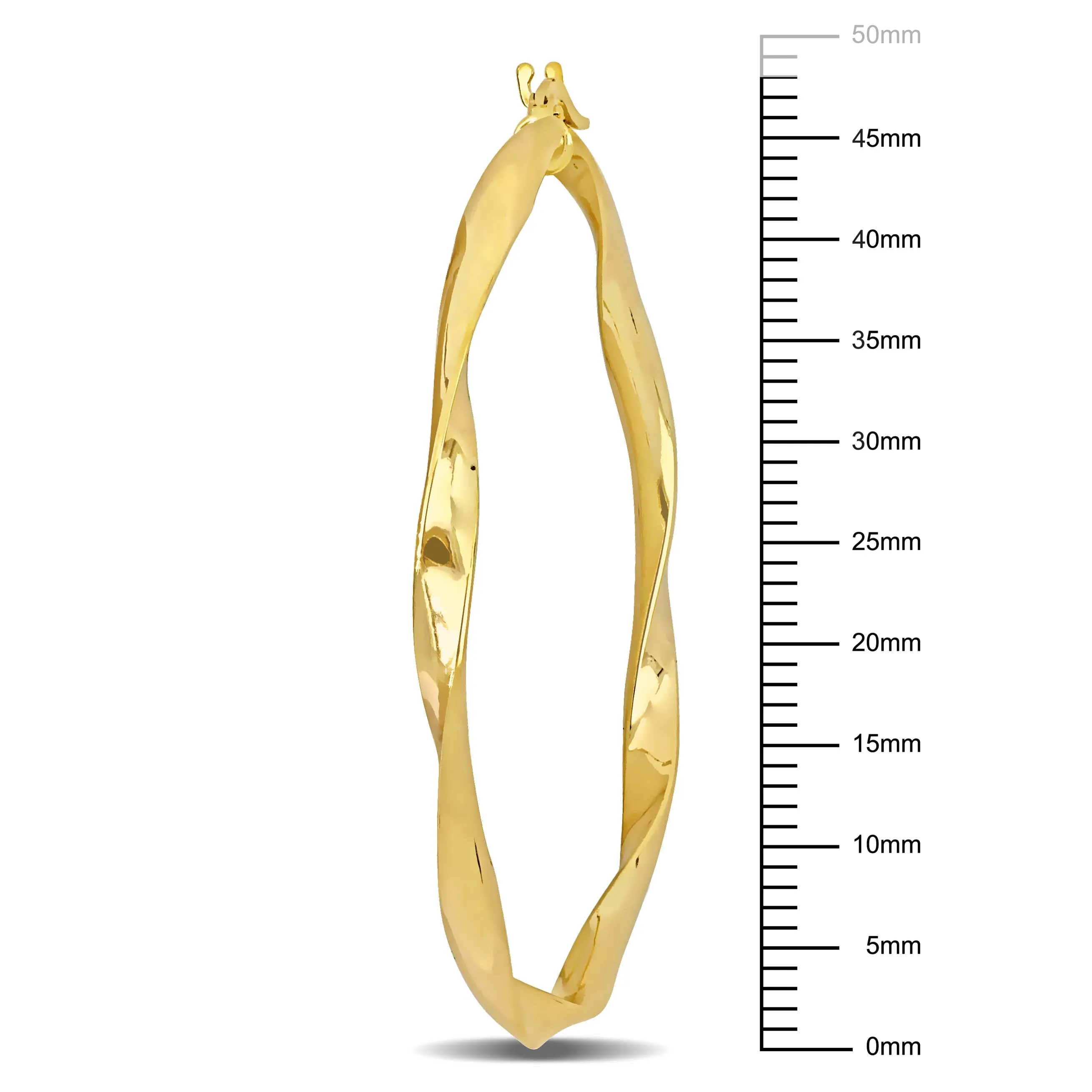 10K YELLOW GOLD 47MM TWIST HOOP EARRINGS