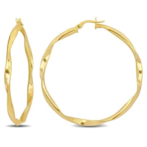 10K YELLOW GOLD 47MM TWIST HOOP EARRINGS