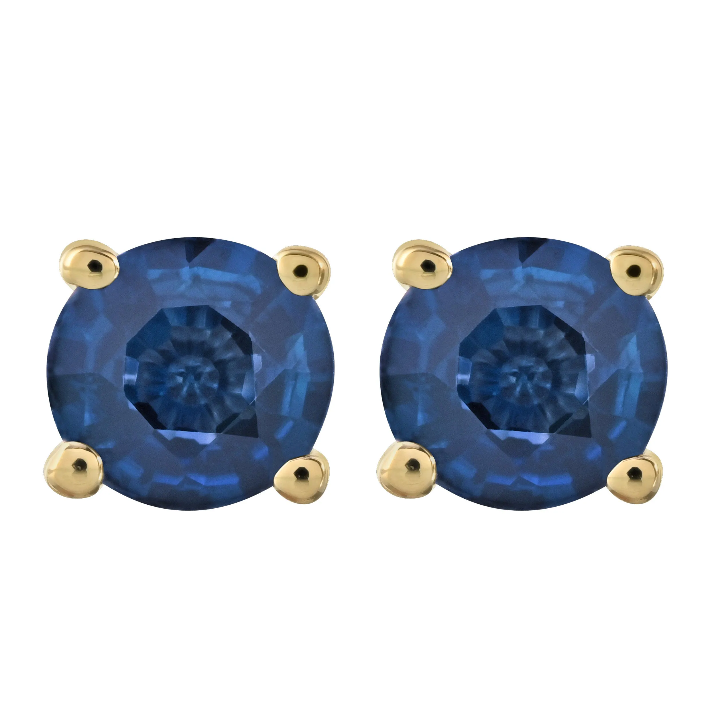 10K Yellow Gold Blue Sapphire Earrings