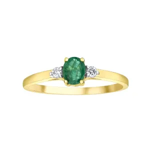 10K Yellow Gold Emerald and Diamond Ring