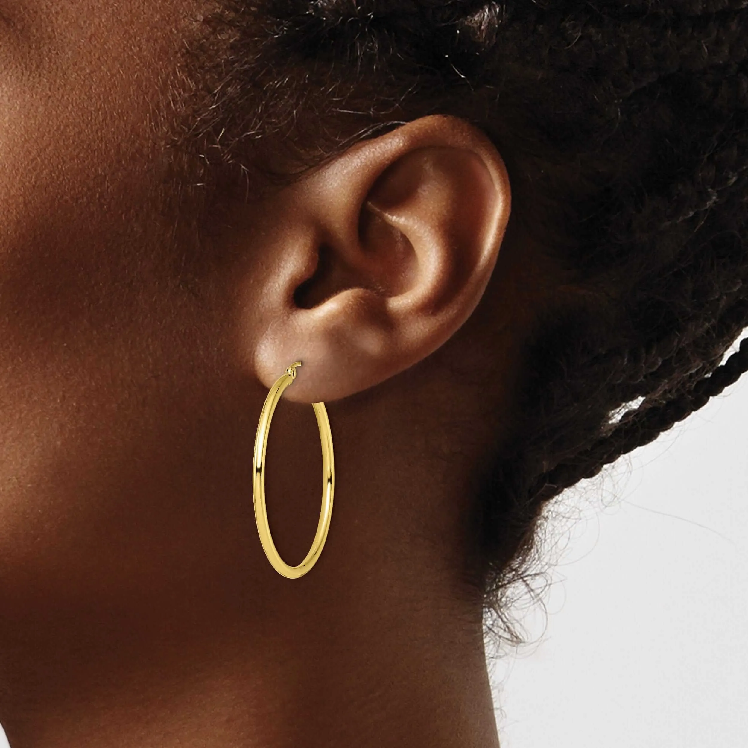 10kt Yellow Gold Polished Hinged Hoop Earrings