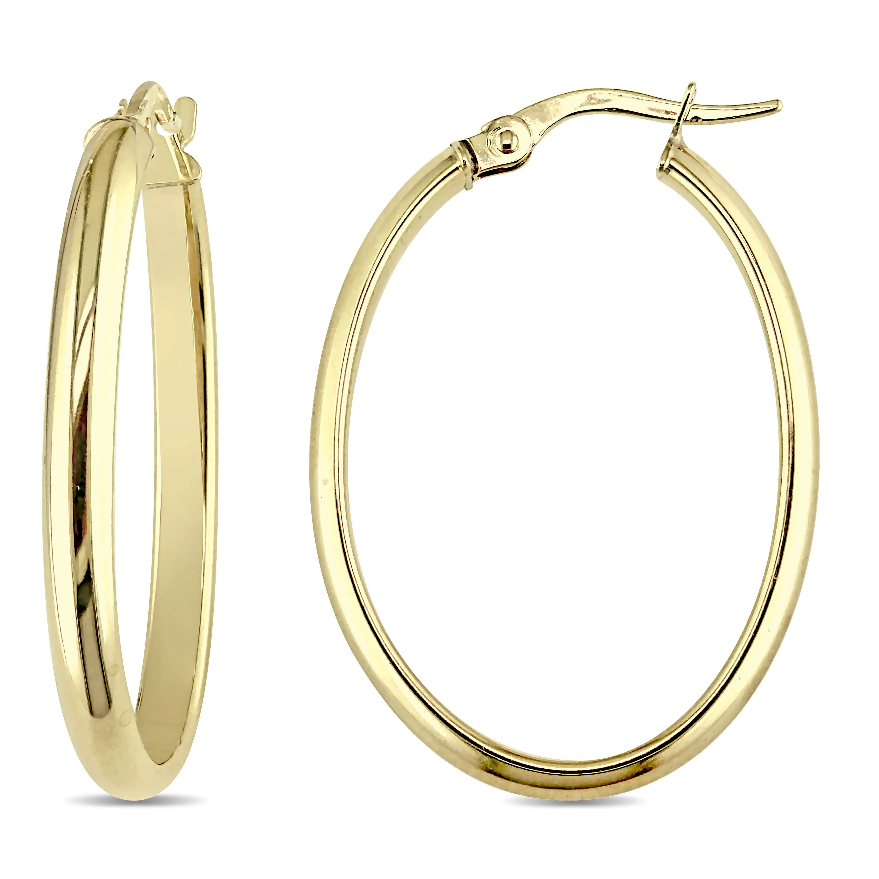 10KY 21mm Oval Hoop Earrings (3mm Width)