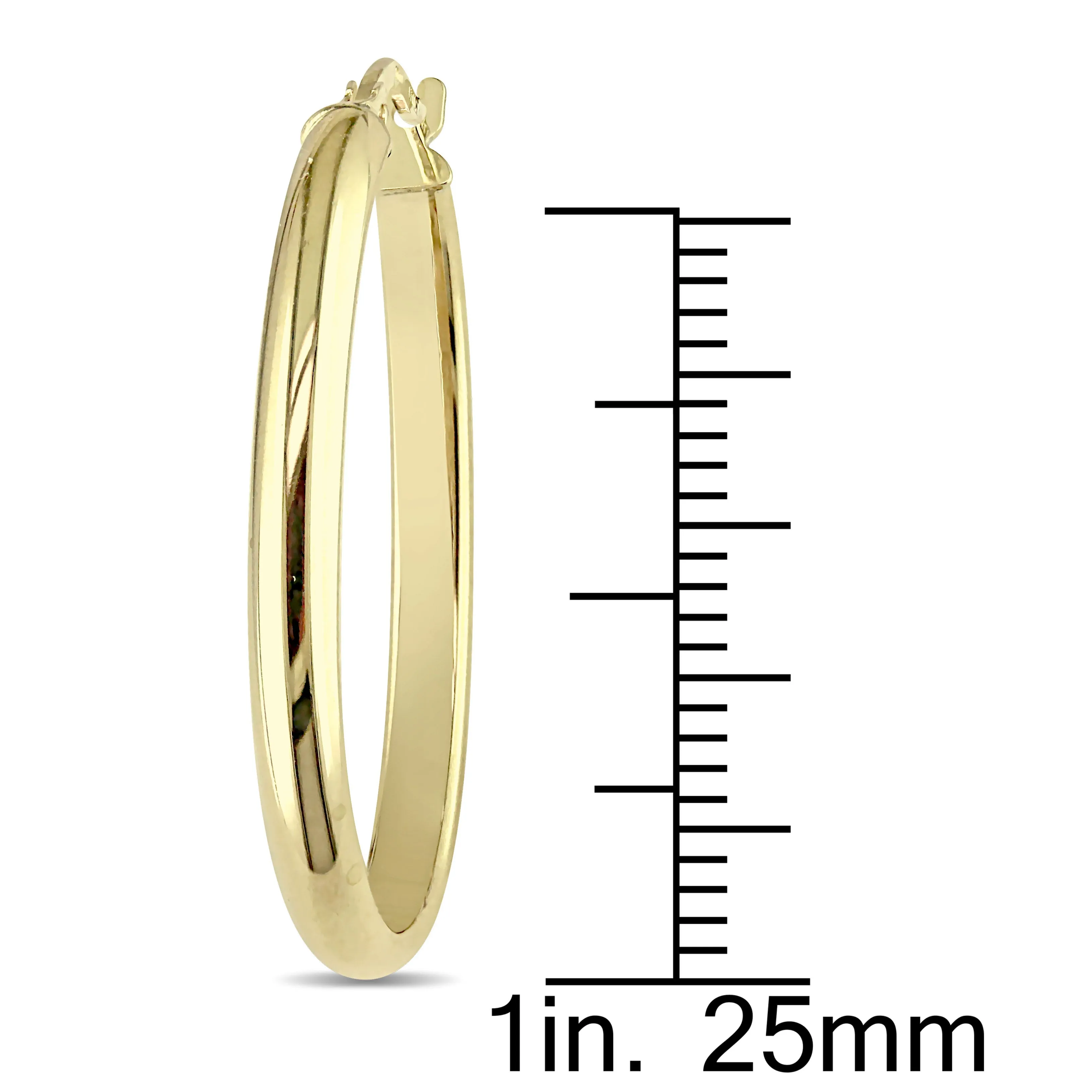 10KY 21mm Oval Hoop Earrings (3mm Width)