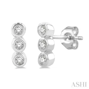 1/10 ctw Petite Bezel Set Round Cut Diamond Fashion Stud Earring in 10K White Gold