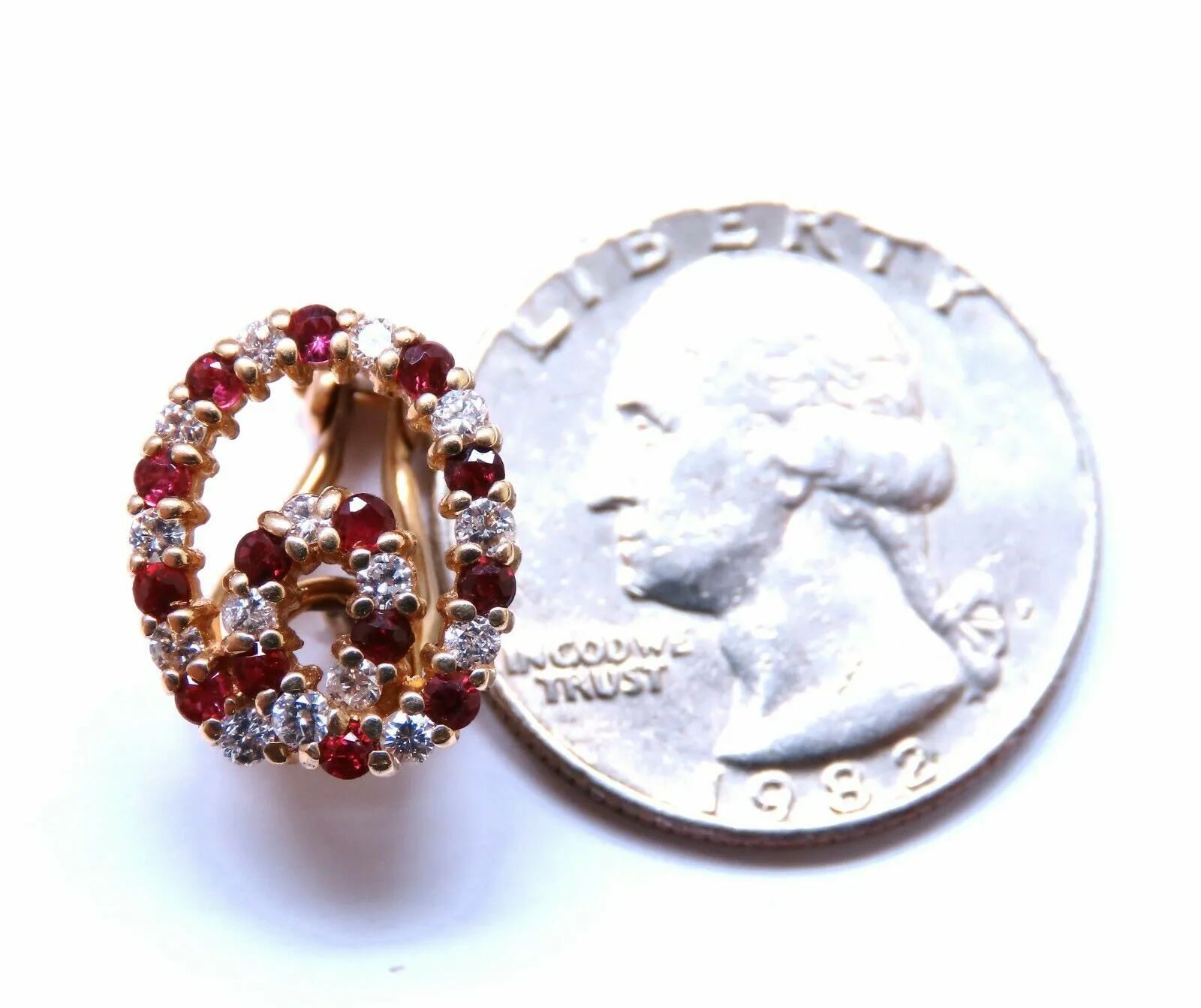 1.15ct. Natural Ruby Diamond Swirl Clip Earrings 14kt