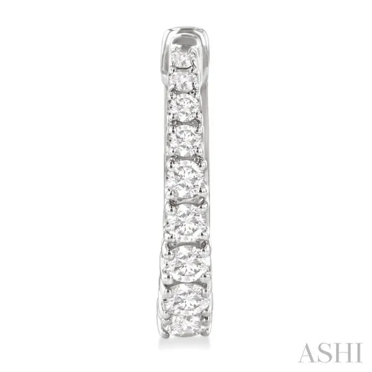 1/2 ctw Graduated Round Cut Diamond Fashion Hoop Earrings in 14K White Gold