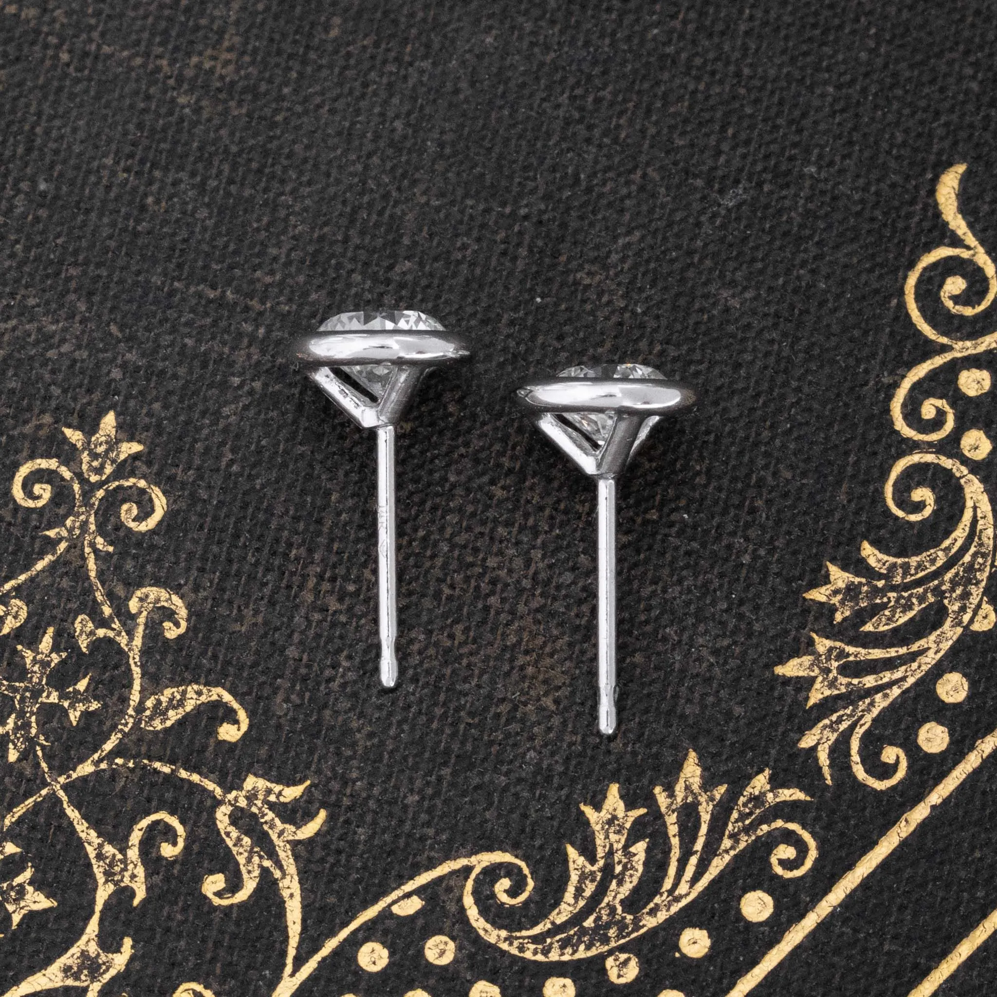 1.20ctw Round Brilliant Cut Diamond Bezel Stud Earrings