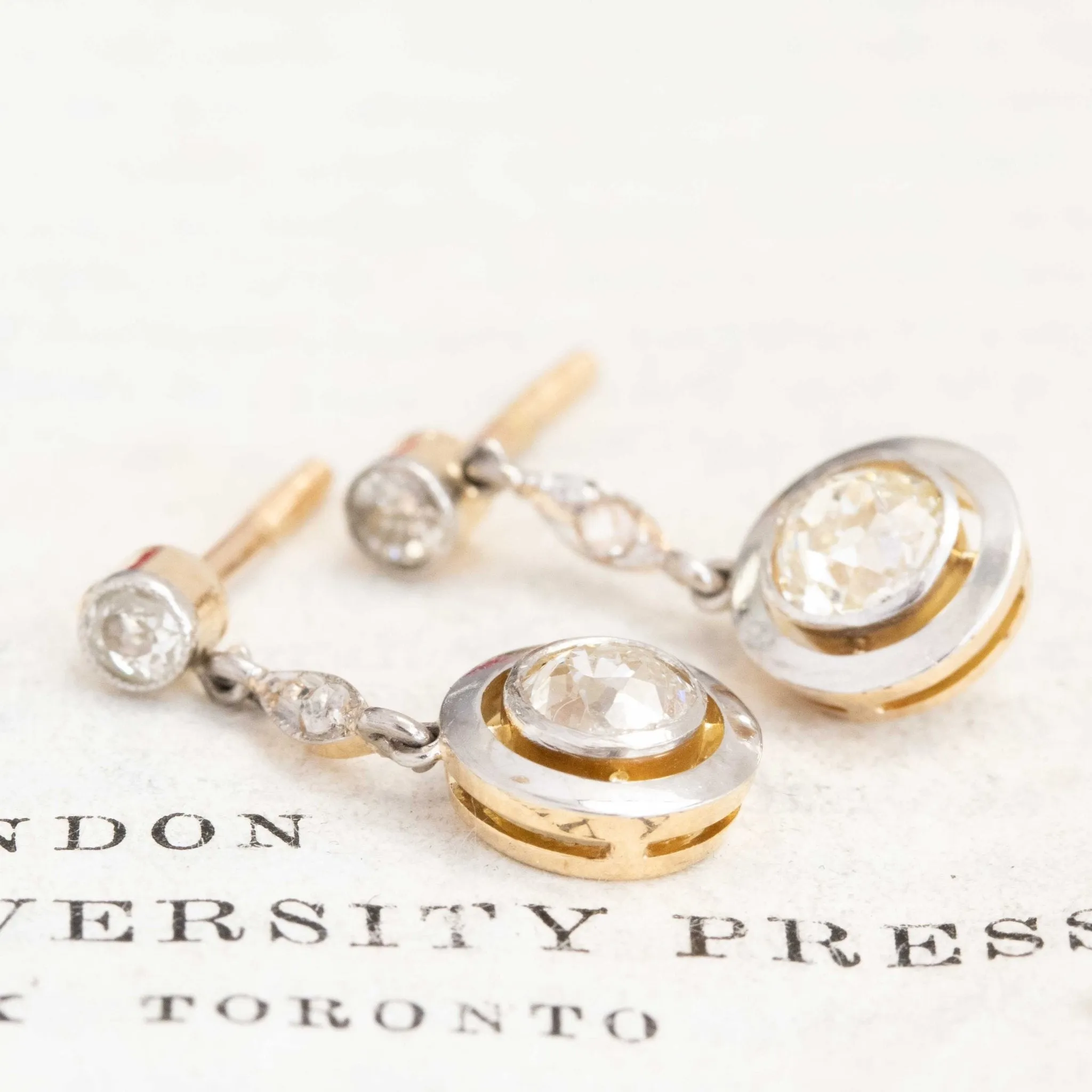 1.25ctw Antique Dormeuse OEC Diamond Earrings