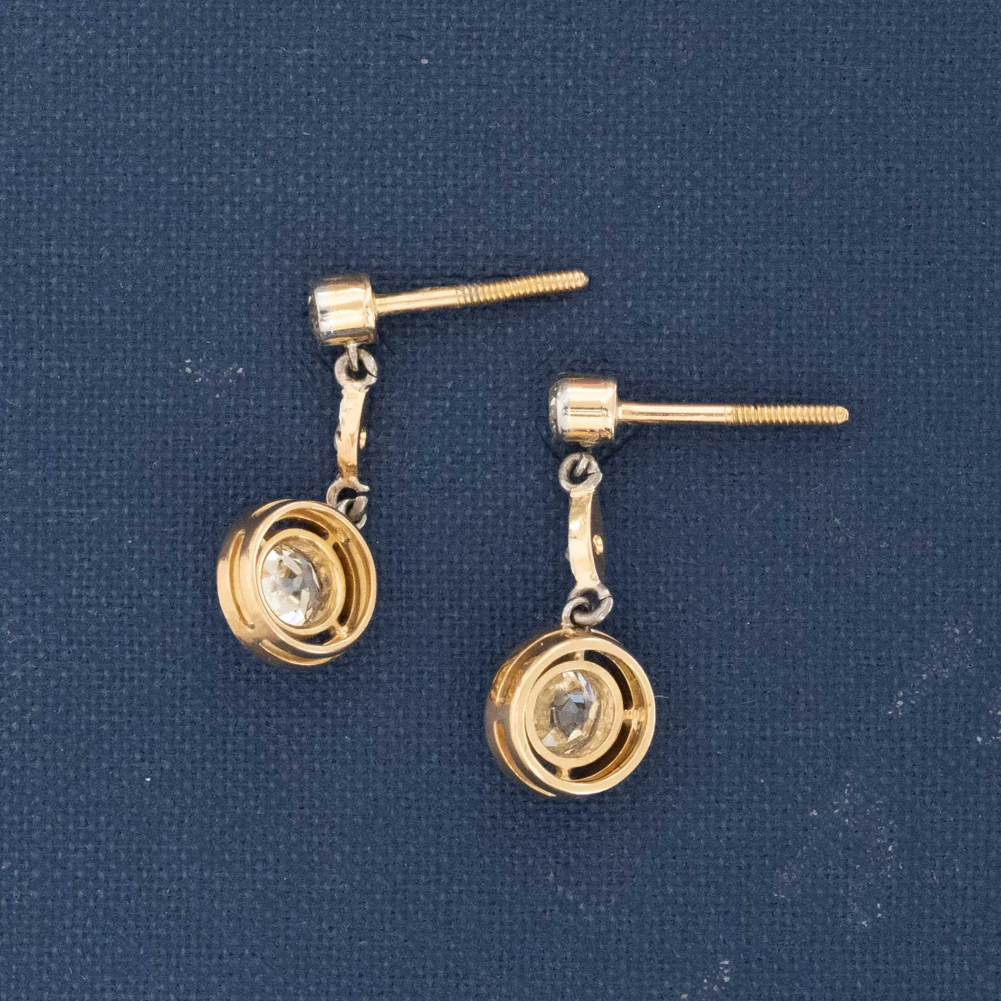1.25ctw Antique Dormeuse OEC Diamond Earrings