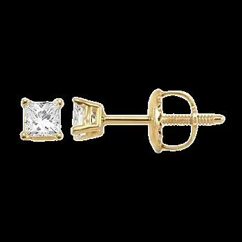 14K 0.33ct Diamond Solitaire Princess-Earrings