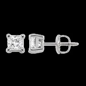 14K 0.33ct Diamond Solitaire Princess-Earrings