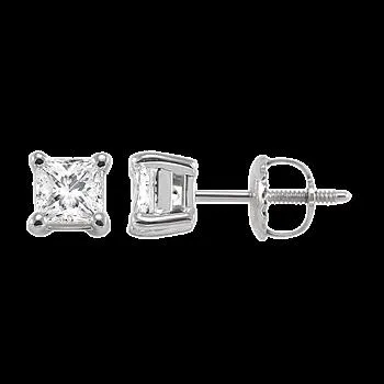 14K 0.33ct Diamond Solitaire Princess-Earrings