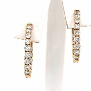 14K 1.91 Carat Diamond Oval In/Out Hoop Earrings Yellow Gold