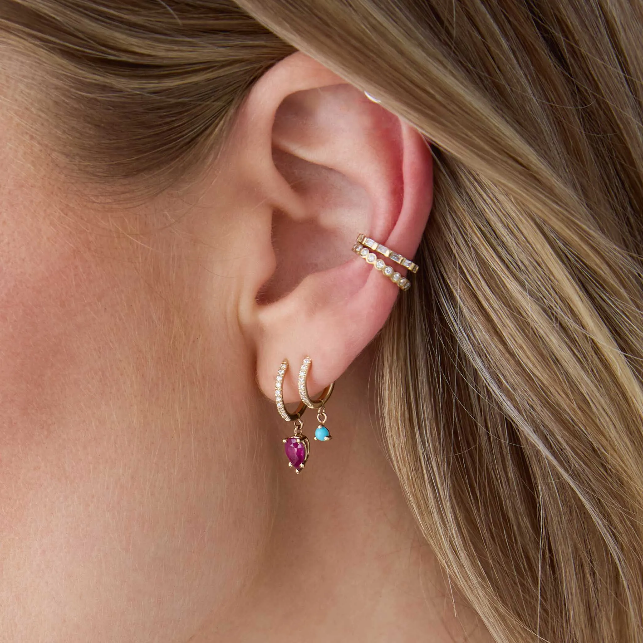 14k Baguette Diamond Eternity Ear Cuff