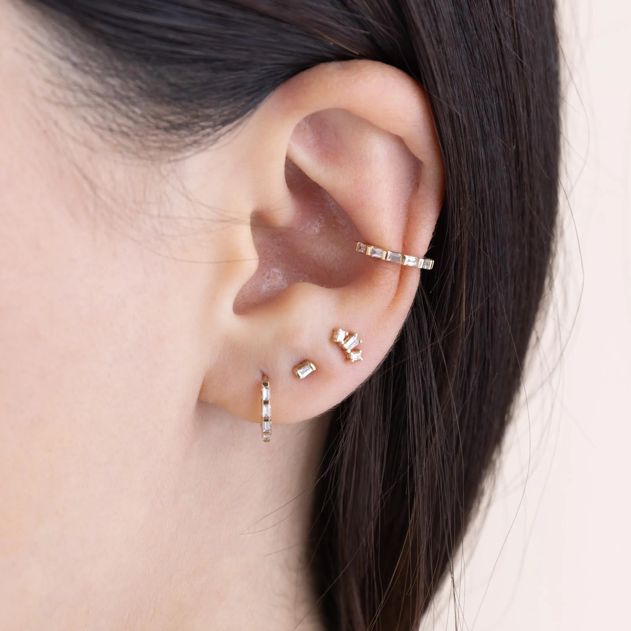 14k Baguette Diamond Eternity Ear Cuff