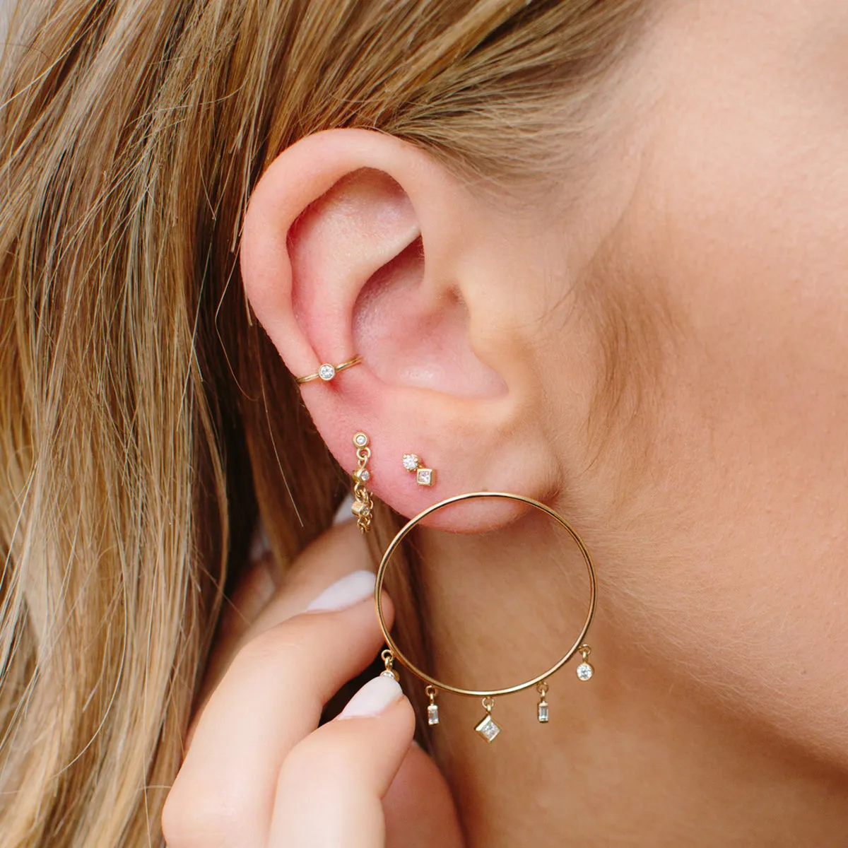 14k Diamond Bezel Ear Cuff