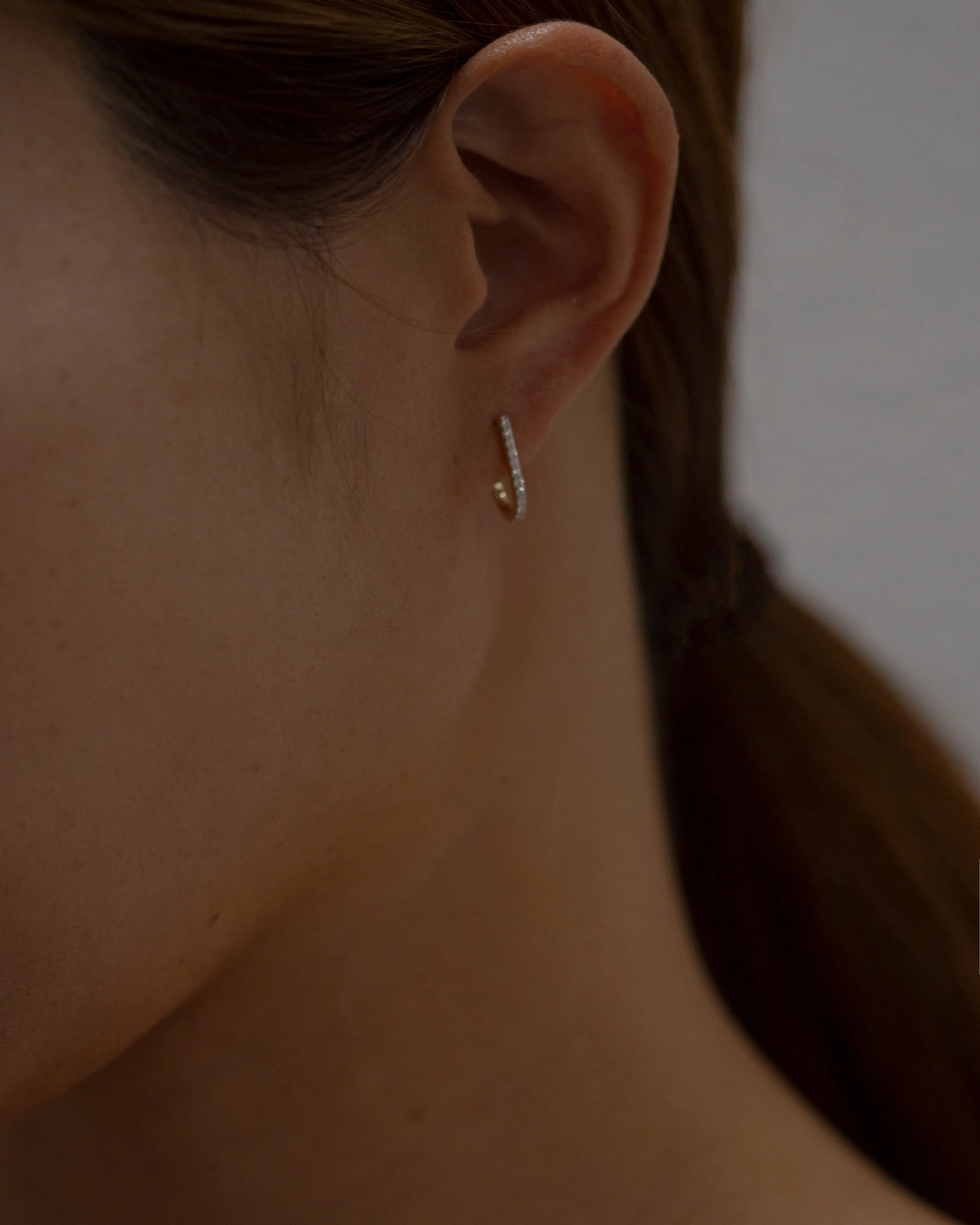 14k Diamond Half J-Hoop Earrings