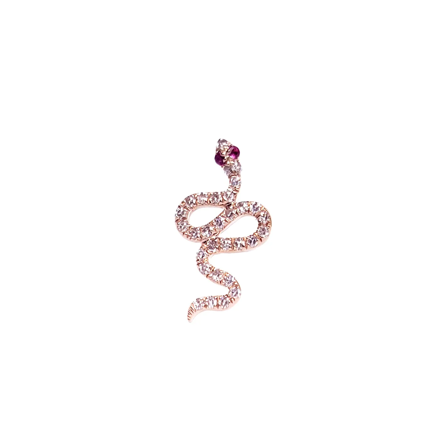 14K Gold & Diamond Snake Stud Earring