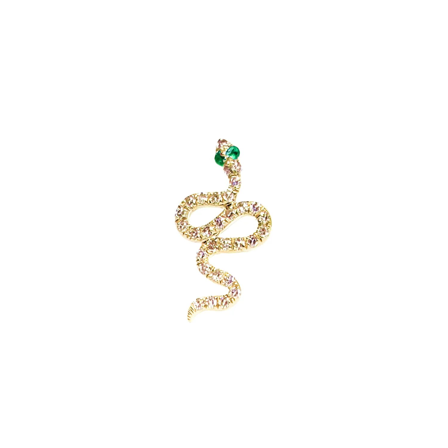 14K Gold & Diamond Snake Stud Earring