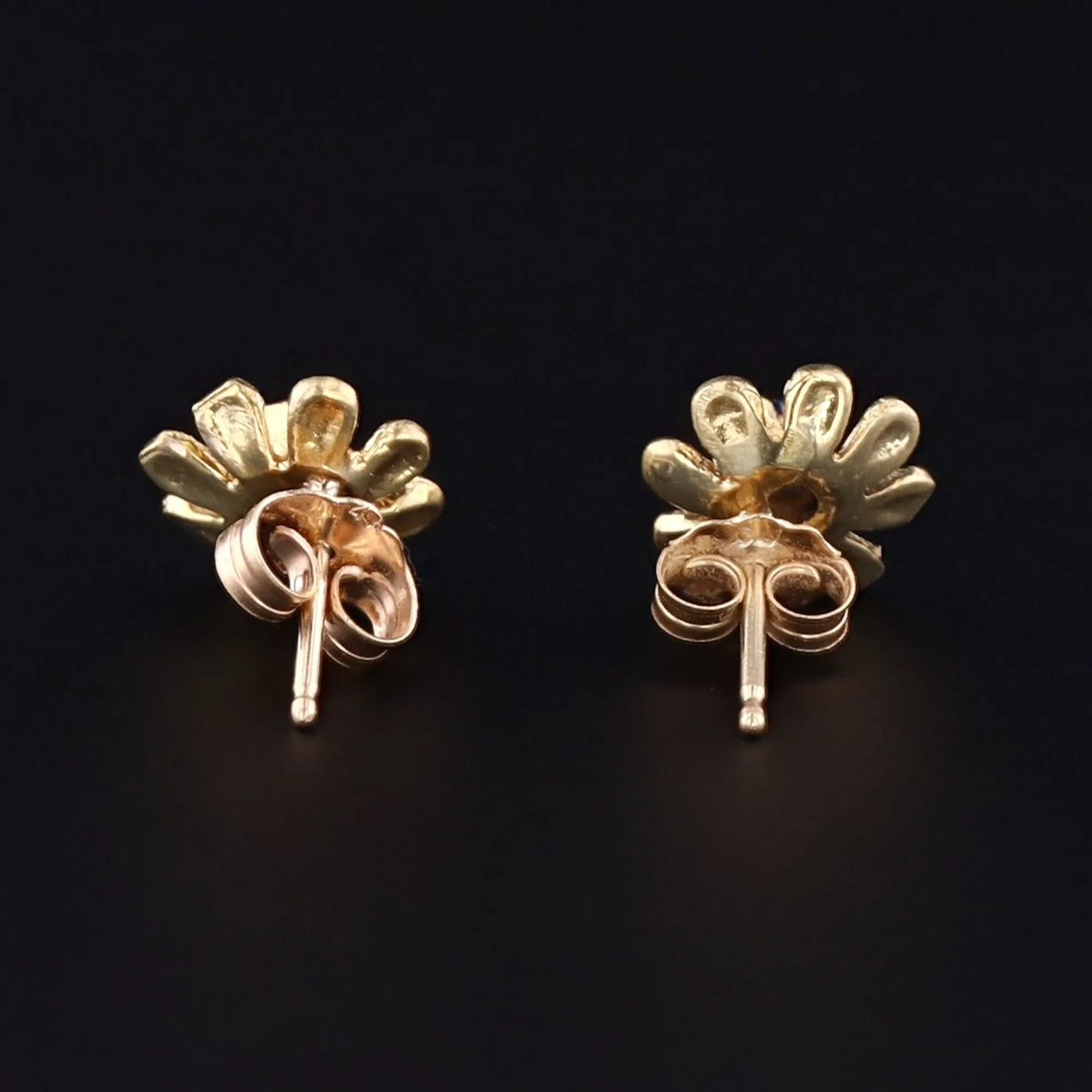 14k Gold Enamel Flower Earrings | Vintage Enamel Flower Earrings