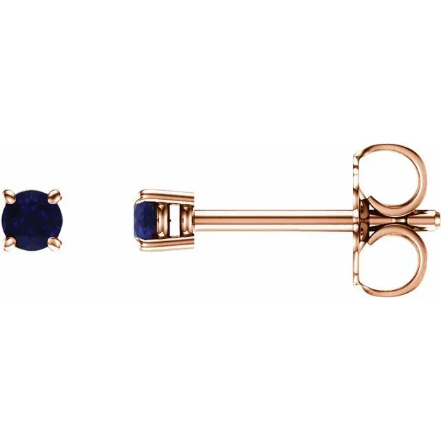 14K Gold Natural Blue Sapphire Stud Earrings