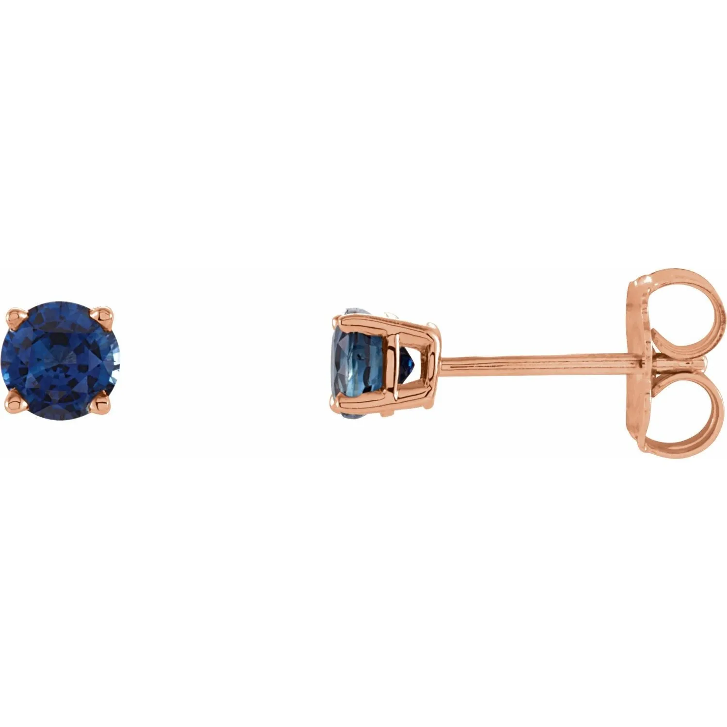 14K Gold Natural Blue Sapphire Stud Earrings