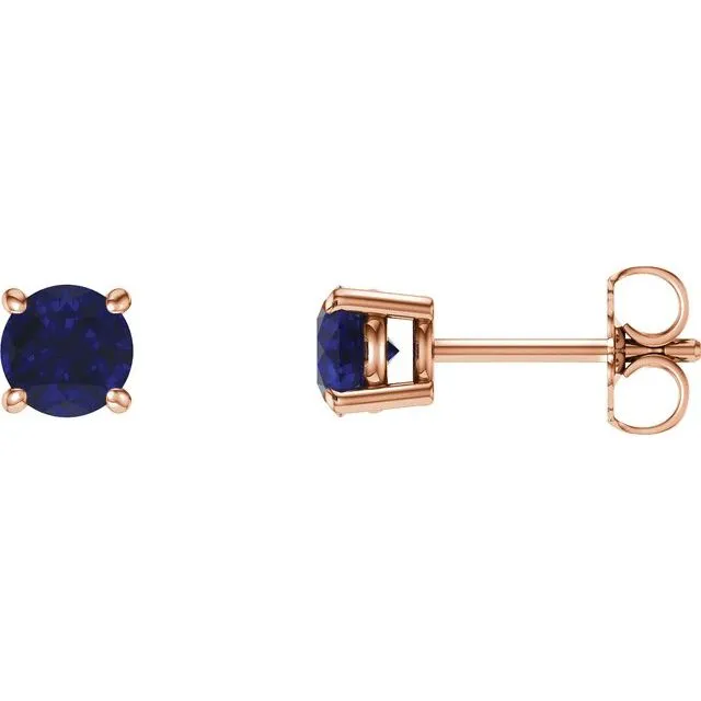 14K Gold Natural Blue Sapphire Stud Earrings