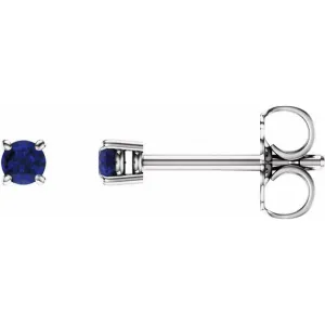 14K Gold Natural Blue Sapphire Stud Earrings