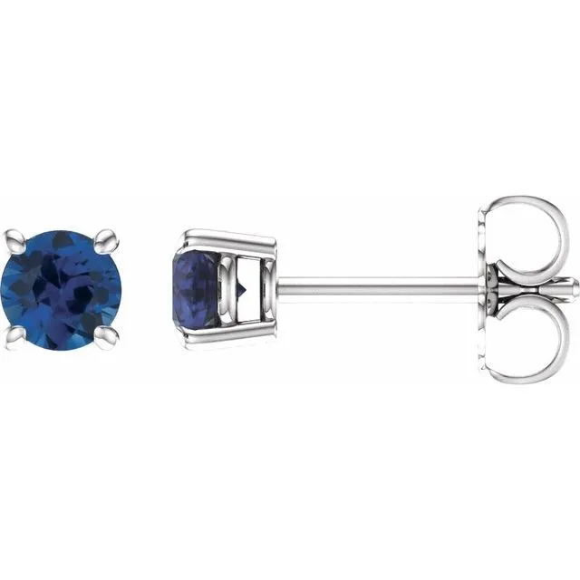 14K Gold Natural Blue Sapphire Stud Earrings