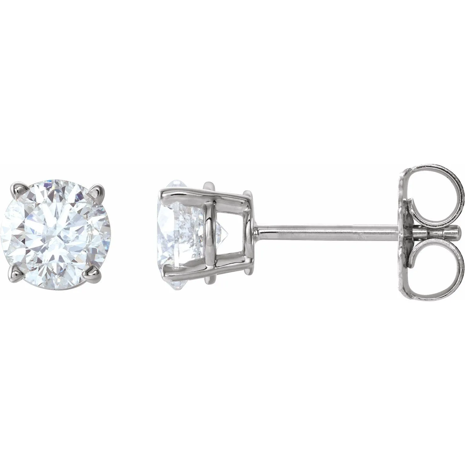 14K Gold Natural White Sapphire Stud Earrings