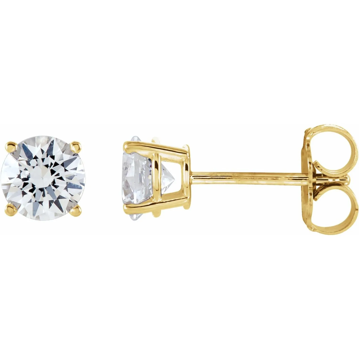 14K Gold Natural White Sapphire Stud Earrings
