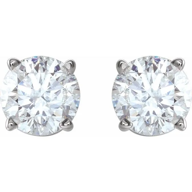 14K Gold Natural White Sapphire Stud Earrings