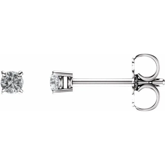 14K Gold Natural White Sapphire Stud Earrings
