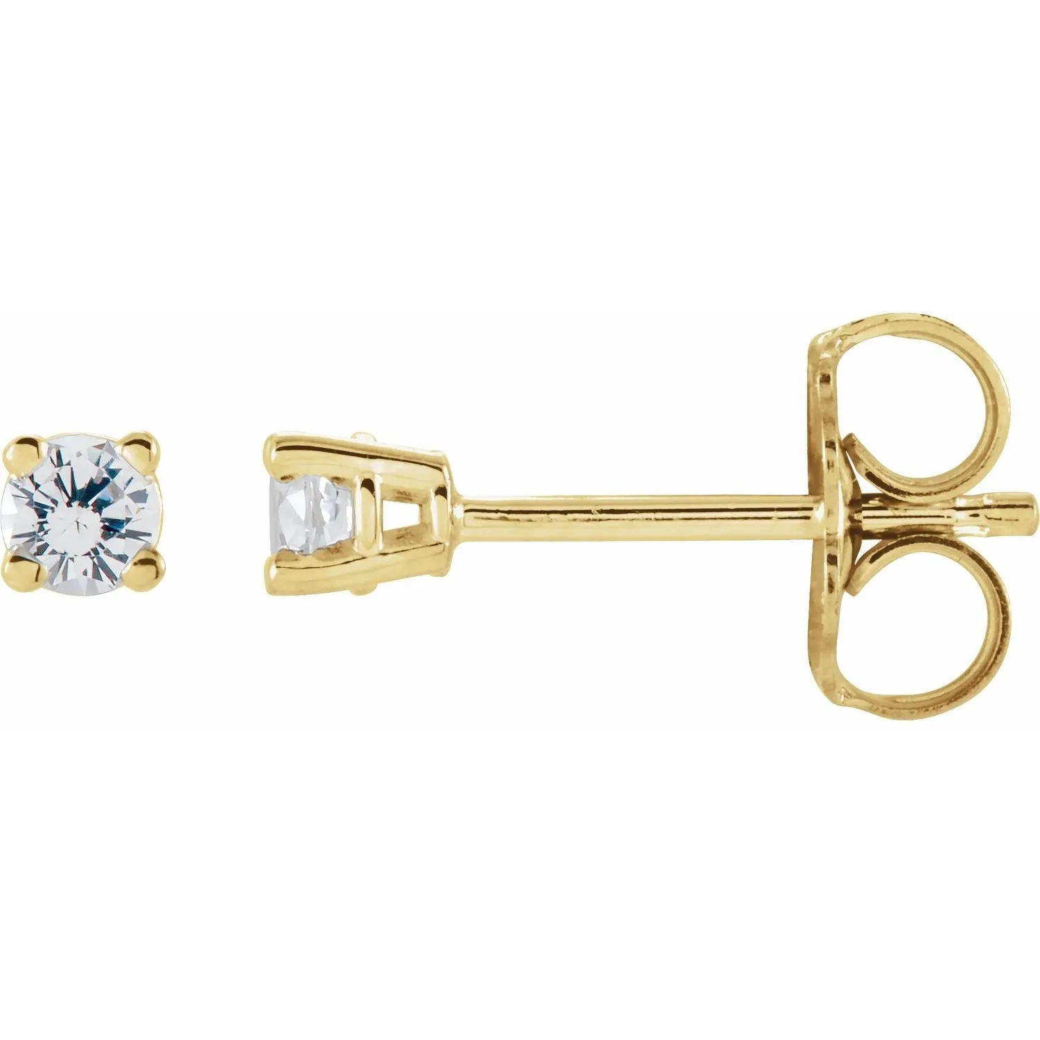 14K Gold Natural White Sapphire Stud Earrings